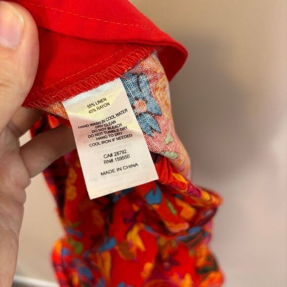 Maison d’ Amelie Orange with Blue Floral Wide Leg Ankle Pants Size XL - Picture 7 of 8